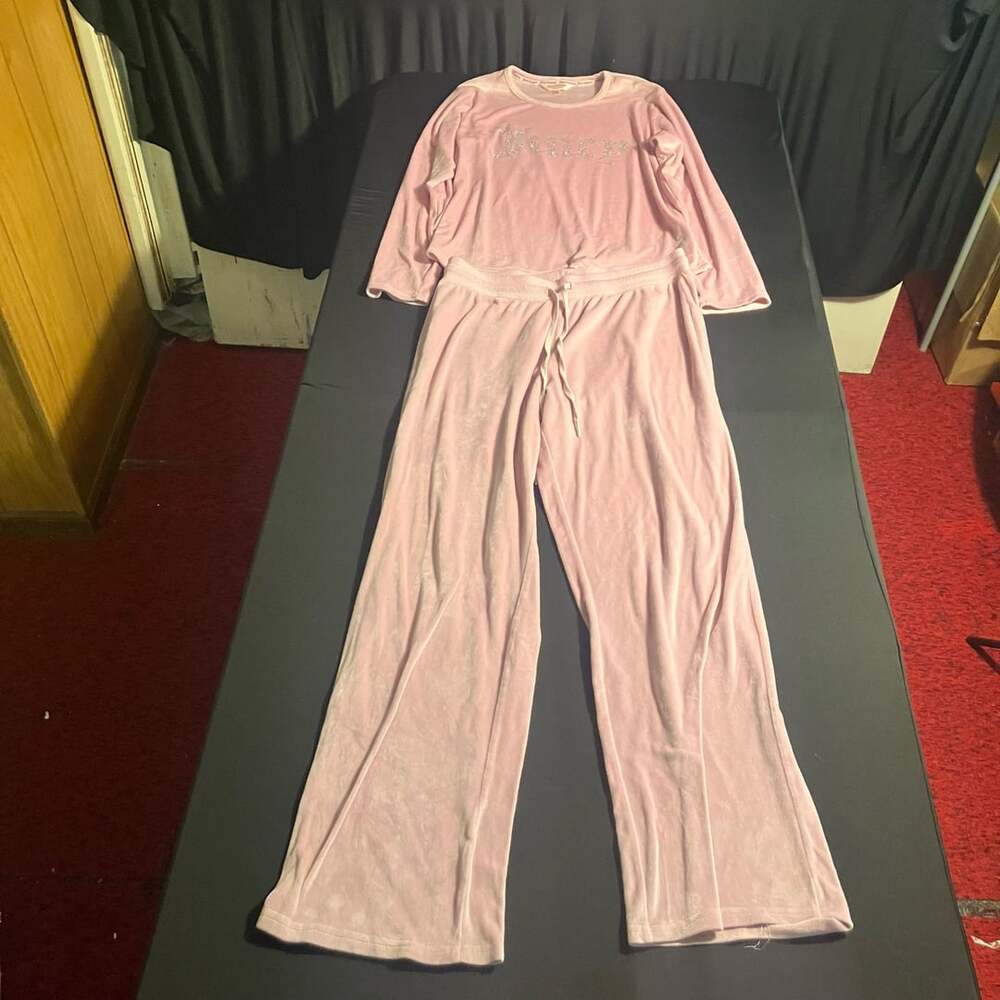 Juicy Couture Pink Velour Tracksuit Set Size XL